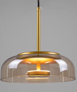 GloboStar® CHARLOTTE 00744 Μοντέρνο Κρεμαστό Φωτιστικό Οροφής Μονόφωτο Μελί Γυάλινο Χρυσό Μεταλλικό CREE LED 5W 500lm 180° AC 85-265V Θερμό Λευκό 2700K Φ23 x Υ23cm