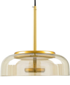 GloboStar® CHARLOTTE 00744 Μοντέρνο Κρεμαστό Φωτιστικό Οροφής Μονόφωτο Μελί Γυάλινο Χρυσό Μεταλλικό CREE LED 5W 500lm 180° AC 85-265V Θερμό Λευκό 2700K Φ23 x Υ23cm