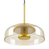 GloboStar® CHARLOTTE 00744 Μοντέρνο Κρεμαστό Φωτιστικό Οροφής Μονόφωτο Μελί Γυάλινο Χρυσό Μεταλλικό CREE LED 5W 500lm 180° AC 85-265V Θερμό Λευκό 2700K Φ23 x Υ23cm