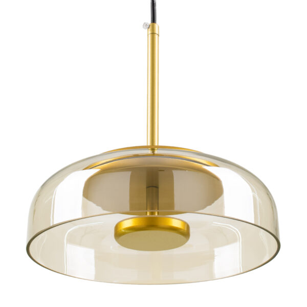 GloboStar® CHARLOTTE 00744 Μοντέρνο Κρεμαστό Φωτιστικό Οροφής Μονόφωτο Μελί Γυάλινο Χρυσό Μεταλλικό CREE LED 5W 500lm 180° AC 85-265V Θερμό Λευκό 2700K Φ23 x Υ23cm