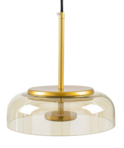 GloboStar® CHARLOTTE 00744 Μοντέρνο Κρεμαστό Φωτιστικό Οροφής Μονόφωτο Μελί Γυάλινο Χρυσό Μεταλλικό CREE LED 5W 500lm 180° AC 85-265V Θερμό Λευκό 2700K Φ23 x Υ23cm