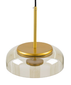 GloboStar® CHARLOTTE 00744 Μοντέρνο Κρεμαστό Φωτιστικό Οροφής Μονόφωτο Μελί Γυάλινο Χρυσό Μεταλλικό CREE LED 5W 500lm 180° AC 85-265V Θερμό Λευκό 2700K Φ23 x Υ23cm