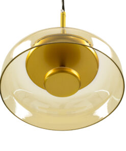 GloboStar® CHARLOTTE 00744 Μοντέρνο Κρεμαστό Φωτιστικό Οροφής Μονόφωτο Μελί Γυάλινο Χρυσό Μεταλλικό CREE LED 5W 500lm 180° AC 85-265V Θερμό Λευκό 2700K Φ23 x Υ23cm