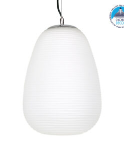 GloboStar® FREYA 00745 Μοντέρνο Κρεμαστό Φωτιστικό Οροφής Μονόφωτο 1 x E27 Λευκό Γυάλινο Φ24 x Υ35cm
