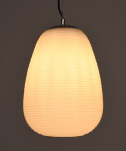 GloboStar® FREYA 00745 Μοντέρνο Κρεμαστό Φωτιστικό Οροφής Μονόφωτο 1 x E27 Λευκό Γυάλινο Φ24 x Υ35cm