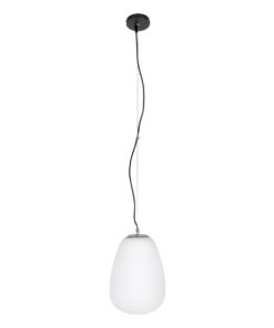 GloboStar® FREYA 00745 Μοντέρνο Κρεμαστό Φωτιστικό Οροφής Μονόφωτο 1 x E27 Λευκό Γυάλινο Φ24 x Υ35cm