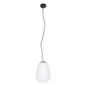 GloboStar® FREYA 00745 Μοντέρνο Κρεμαστό Φωτιστικό Οροφής Μονόφωτο 1 x E27 Λευκό Γυάλινο Φ24 x Υ35cm