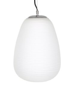 GloboStar® FREYA 00745 Μοντέρνο Κρεμαστό Φωτιστικό Οροφής Μονόφωτο 1 x E27 Λευκό Γυάλινο Φ24 x Υ35cm