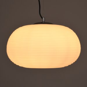 GloboStar® FREYA 00747 Μοντέρνο Κρεμαστό Φωτιστικό Οροφής Μονόφωτο 1 x E27 Λευκό Γυάλινο Φ34 x Υ23cm