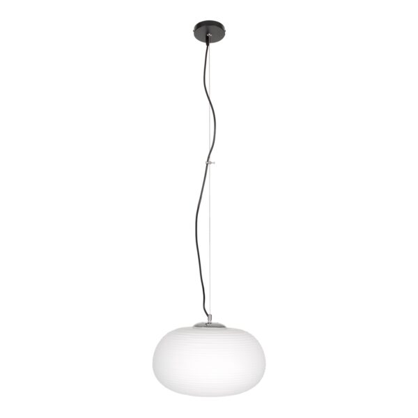 GloboStar® FREYA 00747 Μοντέρνο Κρεμαστό Φωτιστικό Οροφής Μονόφωτο 1 x E27 Λευκό Γυάλινο Φ34 x Υ23cm