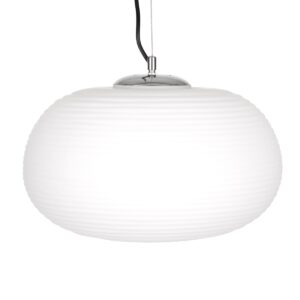 GloboStar® FREYA 00747 Μοντέρνο Κρεμαστό Φωτιστικό Οροφής Μονόφωτο 1 x E27 Λευκό Γυάλινο Φ34 x Υ23cm