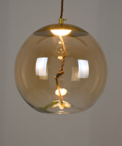 GloboStar® ΑΧΤΟΝ 00748 Μοντέρνο Κρεμαστό Φωτιστικό Οροφής Μονόφωτο Διάφανο Μελί Γυάλινο LED AC 100-240V Θερμό Λευκό 2700K Φ30 x Y30cm