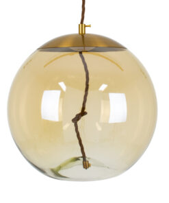 GloboStar® ΑΧΤΟΝ 00748 Μοντέρνο Κρεμαστό Φωτιστικό Οροφής Μονόφωτο Διάφανο Μελί Γυάλινο LED AC 100-240V Θερμό Λευκό 2700K Φ30 x Y30cm