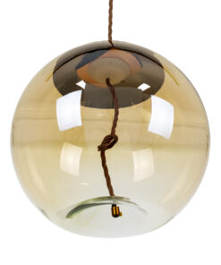 GloboStar® ΑΧΤΟΝ 00748 Μοντέρνο Κρεμαστό Φωτιστικό Οροφής Μονόφωτο Διάφανο Μελί Γυάλινο LED AC 100-240V Θερμό Λευκό 2700K Φ30 x Y30cm