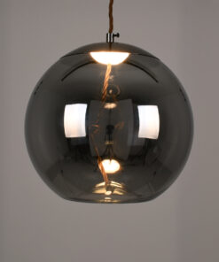 GloboStar® ΑΧΤΟΝ 00749 Μοντέρνο Κρεμαστό Φωτιστικό Οροφής Μονόφωτο Διάφανο Φιμέ Νίκελ Γυάλινο LED AC 100-240V Θερμό Λευκό 2700K Φ30 x Y30cm