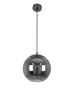 GloboStar® ΑΧΤΟΝ 00749 Μοντέρνο Κρεμαστό Φωτιστικό Οροφής Μονόφωτο Διάφανο Φιμέ Νίκελ Γυάλινο LED AC 100-240V Θερμό Λευκό 2700K Φ30 x Y30cm