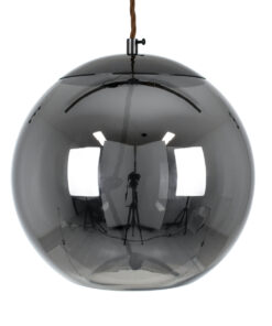 GloboStar® ΑΧΤΟΝ 00749 Μοντέρνο Κρεμαστό Φωτιστικό Οροφής Μονόφωτο Διάφανο Φιμέ Νίκελ Γυάλινο LED AC 100-240V Θερμό Λευκό 2700K Φ30 x Y30cm