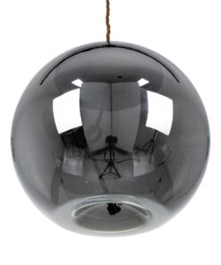 GloboStar® ΑΧΤΟΝ 00749 Μοντέρνο Κρεμαστό Φωτιστικό Οροφής Μονόφωτο Διάφανο Φιμέ Νίκελ Γυάλινο LED AC 100-240V Θερμό Λευκό 2700K Φ30 x Y30cm