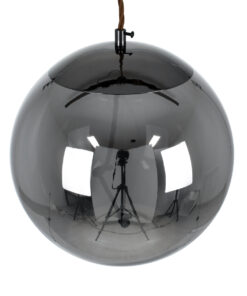 GloboStar® ΑΧΤΟΝ 00749 Μοντέρνο Κρεμαστό Φωτιστικό Οροφής Μονόφωτο Διάφανο Φιμέ Νίκελ Γυάλινο LED AC 100-240V Θερμό Λευκό 2700K Φ30 x Y30cm