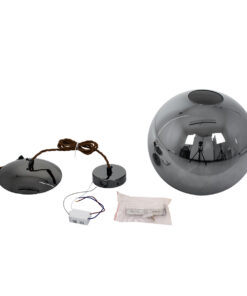 GloboStar® ΑΧΤΟΝ 00749 Μοντέρνο Κρεμαστό Φωτιστικό Οροφής Μονόφωτο Διάφανο Φιμέ Νίκελ Γυάλινο LED AC 100-240V Θερμό Λευκό 2700K Φ30 x Y30cm