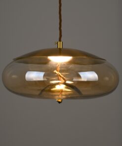 GloboStar® ΑΧΤΟΝ 00750 Μοντέρνο Κρεμαστό Φωτιστικό Οροφής Μονόφωτο Διάφανο Μελί Γυάλινο LED AC 100-240V Θερμό Λευκό 2700K Φ30 x Y15cm