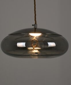 GloboStar® ΑΧΤΟΝ 00751 Μοντέρνο Κρεμαστό Φωτιστικό Οροφής Μονόφωτο Διάφανο Φιμέ Νίκελ Γυάλινο LED AC 100-240V Θερμό Λευκό 2700K Φ30 x Y15cm