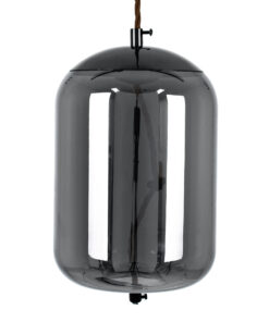 GloboStar® ΑΧΤΟΝ 00753 Μοντέρνο Κρεμαστό Φωτιστικό Οροφής Μονόφωτο Διάφανο Φιμέ Νίκελ Γυάλινο LED AC 100-240V Θερμό Λευκό 2700K Φ18 x Y18cm