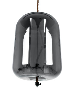 GloboStar® ΑΧΤΟΝ 00753 Μοντέρνο Κρεμαστό Φωτιστικό Οροφής Μονόφωτο Διάφανο Φιμέ Νίκελ Γυάλινο LED AC 100-240V Θερμό Λευκό 2700K Φ18 x Y18cm