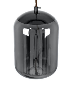 GloboStar® ΑΧΤΟΝ 00753 Μοντέρνο Κρεμαστό Φωτιστικό Οροφής Μονόφωτο Διάφανο Φιμέ Νίκελ Γυάλινο LED AC 100-240V Θερμό Λευκό 2700K Φ18 x Y18cm