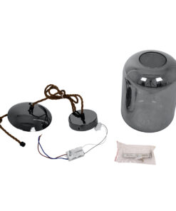 GloboStar® ΑΧΤΟΝ 00753 Μοντέρνο Κρεμαστό Φωτιστικό Οροφής Μονόφωτο Διάφανο Φιμέ Νίκελ Γυάλινο LED AC 100-240V Θερμό Λευκό 2700K Φ18 x Y18cm