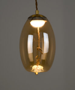 GloboStar® ΑΧΤΟΝ 00754 Μοντέρνο Κρεμαστό Φωτιστικό Οροφής Μονόφωτο Διάφανο Μελί Γυάλινο LED AC 100-240V Θερμό Λευκό 2700K Φ17 x Y18cm