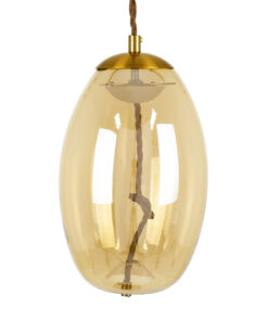 GloboStar® ΑΧΤΟΝ 00754 Μοντέρνο Κρεμαστό Φωτιστικό Οροφής Μονόφωτο Διάφανο Μελί Γυάλινο LED AC 100-240V Θερμό Λευκό 2700K Φ17 x Y18cm