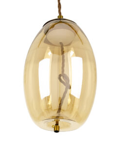 GloboStar® ΑΧΤΟΝ 00754 Μοντέρνο Κρεμαστό Φωτιστικό Οροφής Μονόφωτο Διάφανο Μελί Γυάλινο LED AC 100-240V Θερμό Λευκό 2700K Φ17 x Y18cm