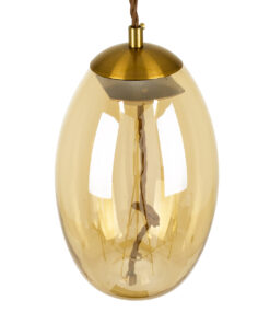 GloboStar® ΑΧΤΟΝ 00754 Μοντέρνο Κρεμαστό Φωτιστικό Οροφής Μονόφωτο Διάφανο Μελί Γυάλινο LED AC 100-240V Θερμό Λευκό 2700K Φ17 x Y18cm