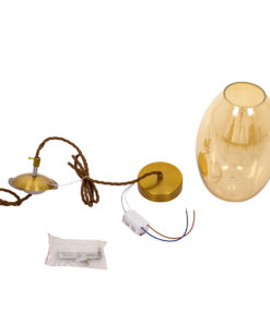 GloboStar® ΑΧΤΟΝ 00754 Μοντέρνο Κρεμαστό Φωτιστικό Οροφής Μονόφωτο Διάφανο Μελί Γυάλινο LED AC 100-240V Θερμό Λευκό 2700K Φ17 x Y18cm