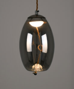 GloboStar® ΑΧΤΟΝ 00755 Μοντέρνο Κρεμαστό Φωτιστικό Οροφής Μονόφωτο Διάφανο Φιμέ Νίκελ Γυάλινο LED AC 100-240V Θερμό Λευκό 2700K Φ17 x Y18cm