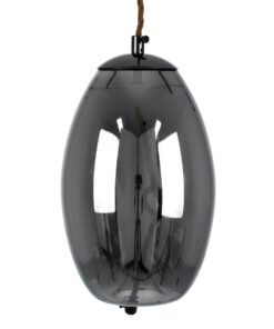 GloboStar® ΑΧΤΟΝ 00755 Μοντέρνο Κρεμαστό Φωτιστικό Οροφής Μονόφωτο Διάφανο Φιμέ Νίκελ Γυάλινο LED AC 100-240V Θερμό Λευκό 2700K Φ17 x Y18cm