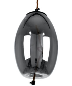 GloboStar® ΑΧΤΟΝ 00755 Μοντέρνο Κρεμαστό Φωτιστικό Οροφής Μονόφωτο Διάφανο Φιμέ Νίκελ Γυάλινο LED AC 100-240V Θερμό Λευκό 2700K Φ17 x Y18cm