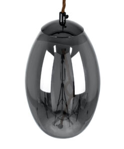 GloboStar® ΑΧΤΟΝ 00755 Μοντέρνο Κρεμαστό Φωτιστικό Οροφής Μονόφωτο Διάφανο Φιμέ Νίκελ Γυάλινο LED AC 100-240V Θερμό Λευκό 2700K Φ17 x Y18cm