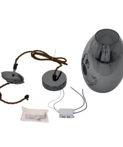 GloboStar® ΑΧΤΟΝ 00755 Μοντέρνο Κρεμαστό Φωτιστικό Οροφής Μονόφωτο Διάφανο Φιμέ Νίκελ Γυάλινο LED AC 100-240V Θερμό Λευκό 2700K Φ17 x Y18cm