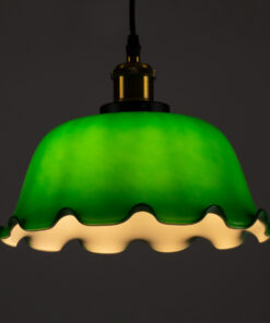 GloboStar® LIBRARY 00767 Vintage Κρεμαστό Φωτιστικό Οροφής Μονόφωτο 1 x E27 Πράσινο Γυάλινο Καμπάνα με Χρυσό Ντουί Φ26 x Υ20cm