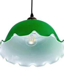 GloboStar® LIBRARY 00767 Vintage Κρεμαστό Φωτιστικό Οροφής Μονόφωτο 1 x E27 Πράσινο Γυάλινο Καμπάνα με Χρυσό Ντουί Φ26 x Υ20cm