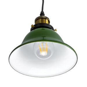 GloboStar® LIBRARY 00768 Vintage Κρεμαστό Φωτιστικό Οροφής Μονόφωτο 1 x E27 Πράσινο Γυάλινο Καμπάνα με Χρυσό Ντουί Φ18 x Υ18cm