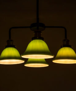 GloboStar® LIBRARY 00769 Vintage Φωτιστικό Οροφής Πολύφωτο Πράσινο Γυάλινο Καμπάνα με Χρυσό Ντουί Φ57 x Υ90cm