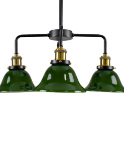 GloboStar® LIBRARY 00769 Vintage Φωτιστικό Οροφής Πολύφωτο Πράσινο Γυάλινο Καμπάνα με Χρυσό Ντουί Φ57 x Υ90cm
