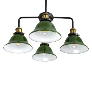 GloboStar® LIBRARY 00769 Vintage Φωτιστικό Οροφής Πολύφωτο Πράσινο Γυάλινο Καμπάνα με Χρυσό Ντουί Φ57 x Υ90cm