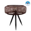GloboStar® ZORION 00770 Vintage Επιτραπέζιο Φωτιστικό Πορτατίφ Λαμπατέρ Μονόφωτο Bamboo Καφέ Πλέγμα Φ40 x Υ15.5cm