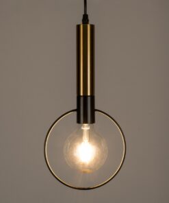 GloboStar® OLVERO 00772 Μοντέρνο Κρεμαστό Φωτιστικό Οροφής Μονόφωτο 1 x E27 Μαύρο – Χρυσό Μεταλλικό Πλέγμα Μ18 x Π4 x Y38cm