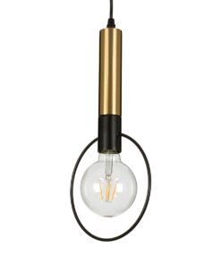 GloboStar® OLVERO 00772 Μοντέρνο Κρεμαστό Φωτιστικό Οροφής Μονόφωτο 1 x E27 Μαύρο – Χρυσό Μεταλλικό Πλέγμα Μ18 x Π4 x Y38cm