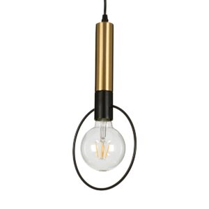 GloboStar® OLVERO 00772 Μοντέρνο Κρεμαστό Φωτιστικό Οροφής Μονόφωτο 1 x E27 Μαύρο – Χρυσό Μεταλλικό Πλέγμα Μ18 x Π4 x Y38cm